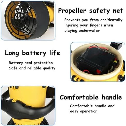 سكوتر البحر تحت الماء للبالغين - معزز للغوص والسباحة بقدرة 500 وات، سكوتر مائي ببطارية الرصاص الحمضية مزدوج السرعة لاستكشاف البحيرة والمحيطات وحمام السباحة in Kuwait
