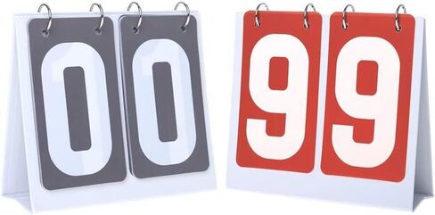 2 Sets Portable Flip Scoreboard for Multi Sports 00-99Reminder to Turn Over The Scores, Brand Scores, Six-Digit Mid-Career Exam,Grey+red Card in Saudi Arabia