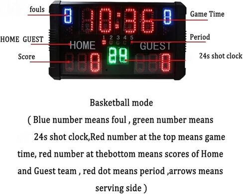 LED Digital Scoreboard Electronic Scoreboard with Remote Control, Multisport Indoor Scoreboard Synchronized 24 Seconds Shot Clock in Kuwait
