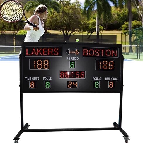 لوحة نتائج كرة السلة LED، لوحة نتائج رقمية مع حامل عجلة، واي فاي ووحدة تحكم لاسلكية، لكرة السلة والتنس وكرة القدم in Kuwait