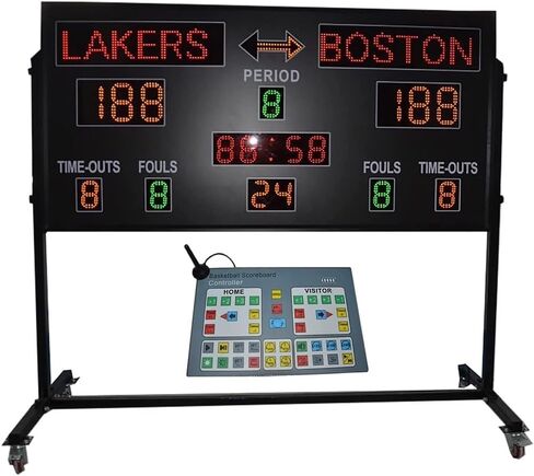 لوحة نتائج كرة السلة LED، لوحة نتائج رقمية مع حامل عجلة، واي فاي ووحدة تحكم لاسلكية، لكرة السلة والتنس وكرة القدم in Kuwait