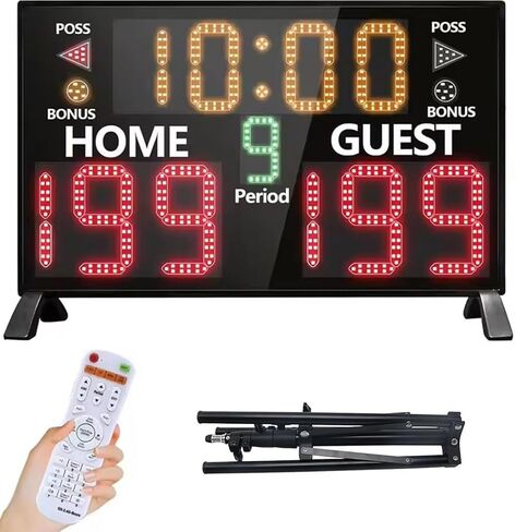 لوحة نتائج كرة سلة رقمية LED مع ساعة تسديد، 12/14/24/30/25/60 ثانية، لوحة نتائج إلكترونية تعمل بالبطارية مع جهاز تحكم عن بعد، لوحة نتائج + حامل ثلاثي القوائم in Kuwait