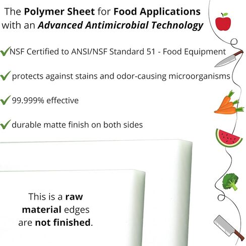 BuyPlastic Cutting Board Material - Natural (White), 1/2" x 24" x 24" - HDPE Plastic Sheet for Commercial Food Prep Chopping Surface, NSF Certified in Saudi Arabia