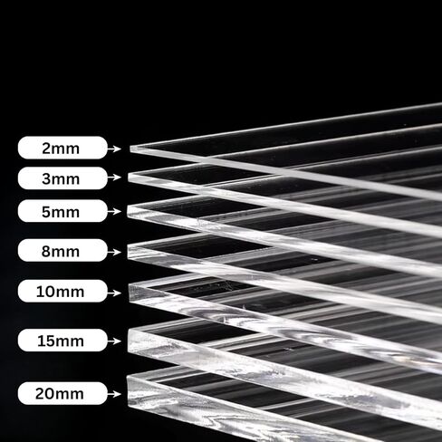Acrylic Plexiglass Plastic Sheet - 3/16" Thick - Clear Transparent - Multiple Sizes Available for DIY, Signage, Crafts & Displays (1-Piece, 6" x 8") in Saudi Arabia