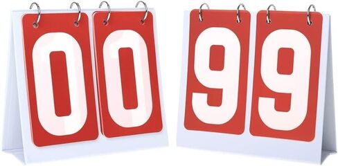 2 Sets Portable Flip Scoreboard for Multi Sports 00-99Reminder to Turn Over The Scores, Brand Scores, Six-Digit Mid-Career Exam,Grey+red Card in Saudi Arabia