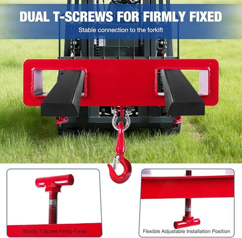 Forklift Lifting Hook, 4400lbs Capacity Forklift Lifting Hoist, with Swivel Hook and Two Large T-Screws, Forklift Mobile Cran Lifting Hook (red) in Saudi Arabia