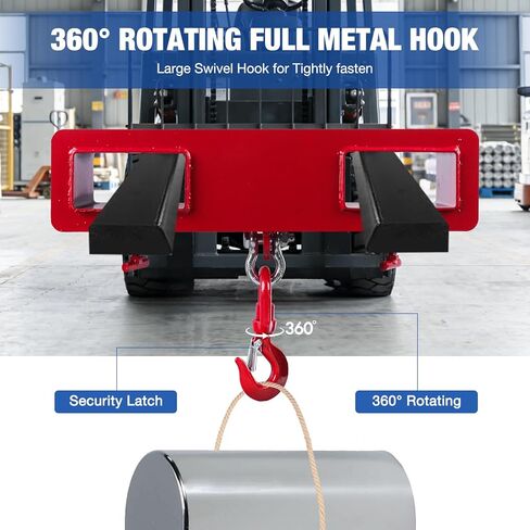 Forklift Lifting Hook, 4400lbs Capacity Forklift Lifting Hoist, with Swivel Hook and Two Large T-Screws, Forklift Mobile Cran Lifting Hook (red) in Saudi Arabia