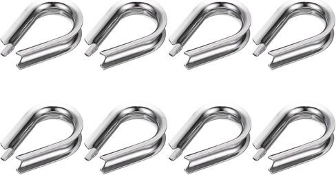 uxcell 1/2" M12 Stainless Steel Thimble, 304 Stainless Steel Wire Rope Cable Thimbles Rigging Marine Grade, Silver 8Pcs in Saudi Arabia