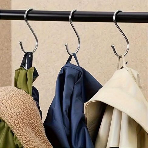 10pcs Rustproof Stainless Steel S-Hooks - Metal S-Shaped Hook, Clothing Hook, Gardening Hook Storage Product S-Shaped Hook in Saudi Arabia