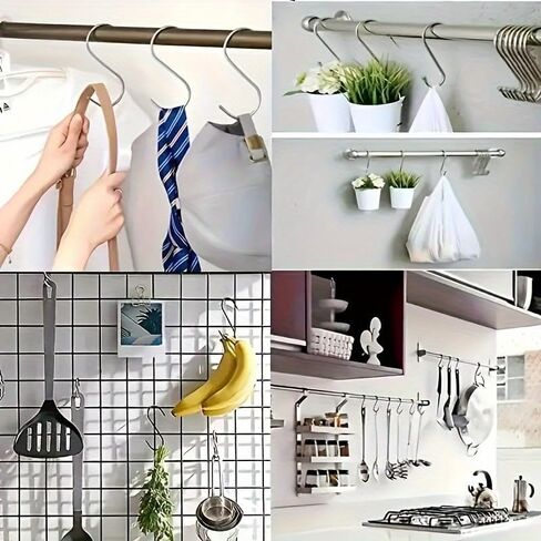 10pcs Rustproof Stainless Steel S-Hooks - Metal S-Shaped Hook, Clothing Hook, Gardening Hook Storage Product S-Shaped Hook in Saudi Arabia