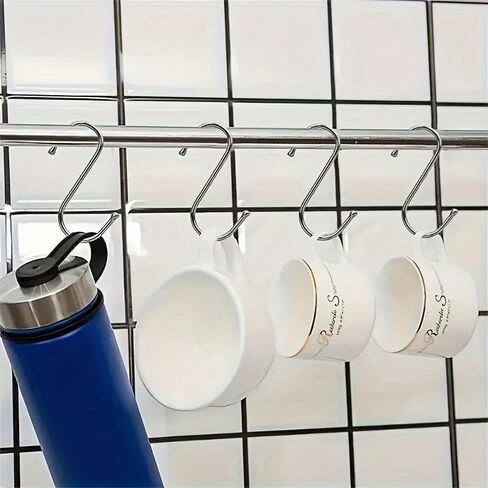 10pcs Rustproof Stainless Steel S-Hooks - Metal S-Shaped Hook, Clothing Hook, Gardening Hook Storage Product S-Shaped Hook in Saudi Arabia
