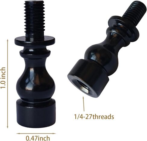 2PCS 1 Inch Black Lamp Shade Risers, Threaded Harp Extenders, Solid Metal 1/4-27 Rods, Tool-Free Finial Adapter Screw-on for Table & Floor Lamps in Saudi Arabia