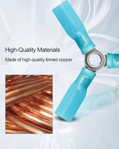 16-14 AWG 3 Way Wire Connector, Heavy Duty Crimp Y Ring Butt Connectors, Waterproof Tinned Copper Heat Shrink Butt Terminals, Blue, 20Pcs in Saudi Arabia