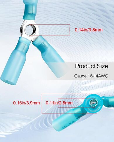 16-14 AWG 3 Way Wire Connector, Heavy Duty Crimp Y Ring Butt Connectors, Waterproof Tinned Copper Heat Shrink Butt Terminals, Blue, 20Pcs in Saudi Arabia