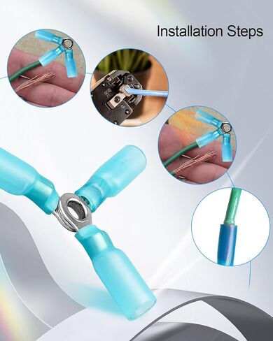 16-14 AWG 3 Way Wire Connector, Heavy Duty Crimp Y Ring Butt Connectors, Waterproof Tinned Copper Heat Shrink Butt Terminals, Blue, 20Pcs in Saudi Arabia