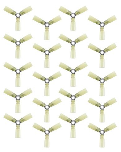 16-14 AWG 3 Way Wire Connector, Heavy Duty Crimp Y Ring Butt Connectors, Waterproof Tinned Copper Heat Shrink Butt Terminals, Blue, 20Pcs in Saudi Arabia