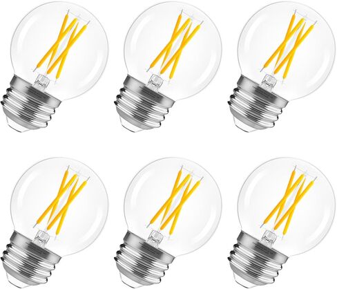 GvvooHome E26 G16.5 Edison LED Bulb، ما يعادل 6W 60W، قابل للتعتيم، 2700K أبيض دافئ، مصابيح كروية مستديرة للثريات، مروحة السقف، أضواء الزينة والمعلقة، 90+ CRI، 600LM، 6 عبوات in Kuwait