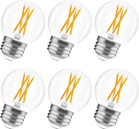 GvvooHome E26 G16.5 Edison LED Bulb، ما يعادل 6W 60W، قابل للتعتيم، 2700K أبيض دافئ، مصابيح كروية مستديرة للثريات، مروحة السقف، أضواء الزينة والمعلقة، 90+ CRI، 600LM، 6 عبوات in Kuwait