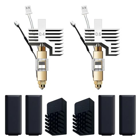 for ELEGOO Centauri Carbon Hotend Kit (2pcs), Pre-Installed 0.4mm/0.6mm Hardened Steel Brass Nozzle, Extruder kit Has Pre-Installed Heat Sink, 2 Free Silicone Socks and 2 Silicone Nozzle Brushes in Kuwait