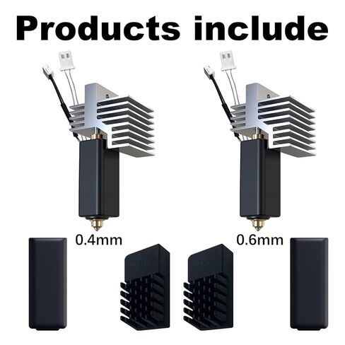 for ELEGOO Centauri Carbon Hotend Kit (2pcs), Pre-Installed 0.4mm/0.6mm Hardened Steel Brass Nozzle, Extruder kit Has Pre-Installed Heat Sink, 2 Free Silicone Socks and 2 Silicone Nozzle Brushes in Kuwait