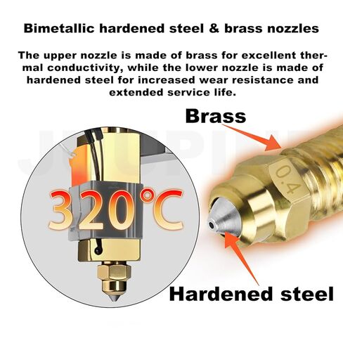for ELEGOO Centauri Carbon Hotend Kit (2pcs), Pre-Installed 0.4mm/0.6mm Hardened Steel Brass Nozzle, Extruder kit Has Pre-Installed Heat Sink, 2 Free Silicone Socks and 2 Silicone Nozzle Brushes in Kuwait