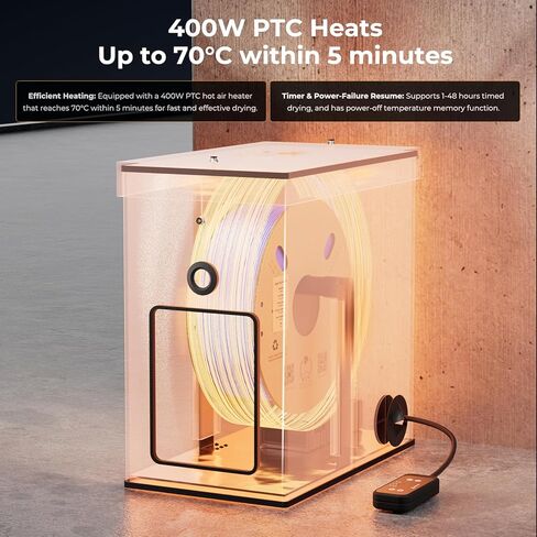 Creality Multi-Kilo 3D Printer Filament Dryer Box, Large Capacity Fits 1kg/2kg/3kg/5kg Spools Storage Box, Fast Heating to 70°C, Detachable Chamber Heater, Moisture-Proof for PLA PETG ABS TPU Nylon in Saudi Arabia