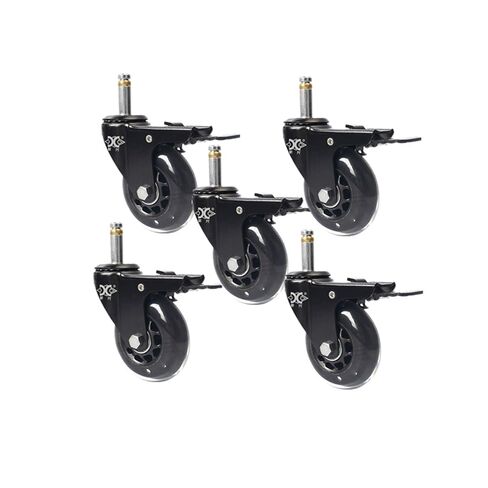 (Pack of 5) 3-inch M10/m11 circlip PU Transparent Wheel with Brake Office Chair Polyurethane Universal Wheel Silent(M11(11mm)) in Saudi Arabia