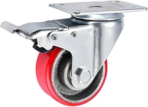 1 Piece 2.5 inch/3 inch/4 inch/5 inch Iron core Polyurethane Caster PU Swivel Wheel Medium Silent red(Universal,5 Inch) in Saudi Arabia