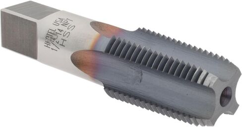 Hertel Standard Pipe Tap, 1/2-14 NPT, 4 Flutes, High Speed Steel, TiCN Finish, 3-1/8" OAL, Part #R127530C in Saudi Arabia