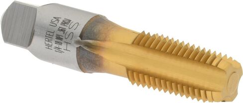 حنفية أنابيب Hertel القياسية، 1/4-18 NPT، 4 مزامير، فولاذ عالي السرعة، لمسة نهائية من القصدير، طول الخيط 1-1/16 بوصة، 2-7/16 بوصة OAL in Saudi Arabia