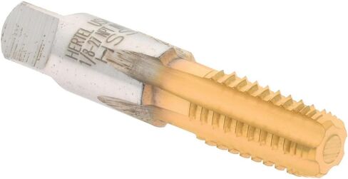 Hertel Pipe Tap, 1/8-27 NPT, 5 Flutes, TiN Coated, High Speed Steel, Interrupted Thread, Regular Hook in Saudi Arabia