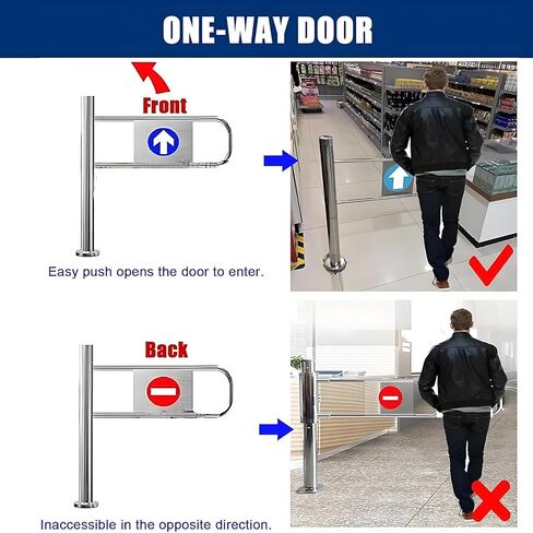 بوابة تأرجح أوتوماتيكية ذات مدخل عريض من الفولاذ المقاوم للصدأ، باب يدوي، بوابة تأرجح أمان للإغلاق التلقائي - باب زنبركي في اتجاه واحد لمحلات السوبر ماركت ومراكز التسوق والملاعب - متين وآمن in Kuwait