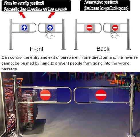 بوابة تأرجح أوتوماتيكية للارتداد على نطاق واسع من الفولاذ المقاوم للصدأ، باب يدوي، بوابة تأرجح تلقائية للارتداد - باب أمان من الفولاذ المقاوم للصدأ مقاس 87 بوصة لمحلات السوبر ماركت والمكتبات والمتنزهات - سيل محملة بنابض in Kuwait