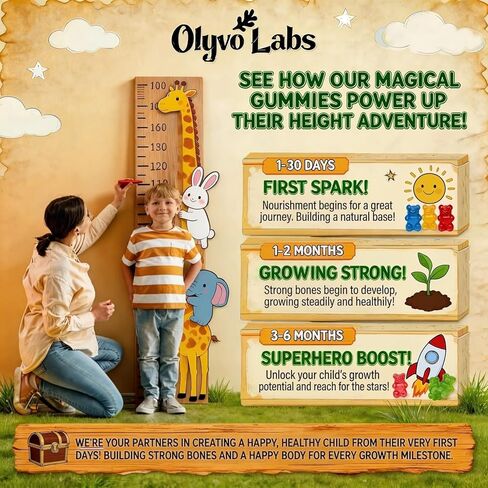 Tall Gummies for Kids Age 2+ & Teens- Tall Gummies with Calcium, Vitamin D3 + K2, Zinc, Magnesium, L-Arginine, Vitamin C for Teen Boys & Girls- Strawberry Flavour 60 Gummies in Saudi Arabia
