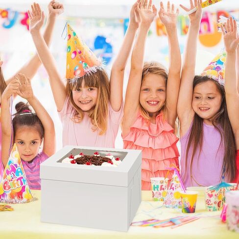 2 Pack Cake Boxes with Cake Boards, 12 Inch Tall Cake Box, Disposable Cake Transport Container, White Cake Carrier Holder for Baked Goods Cookies Dessert Pastry Cupcakes Bakery (12×12×8 Inches) in Kuwait