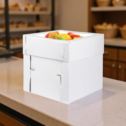 KEEPARTY 3PCS White Tall Cake Boxes 12x12x12inch with Window White Disposable Baking Box Container Wedding Cake Carrier in Saudi Arabia