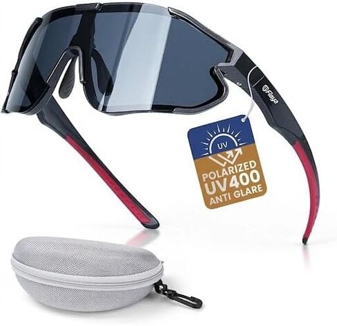 Flaya Polarized Sport Sunglasses for Men & Women UV400 Protection Wraparound Lens Lightweight TR Frame Adjustable Nose Pads in Saudi Arabia