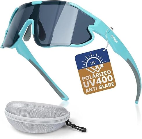 Flaya Polarized Sport Sunglasses for Men & Women UV400 Protection Wraparound Lens Lightweight TR Frame Adjustable Nose Pads in Saudi Arabia