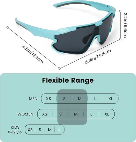 Flaya Polarized Sport Sunglasses for Men & Women UV400 Protection Wraparound Lens Lightweight TR Frame Adjustable Nose Pads in Saudi Arabia