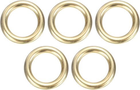 uxcell 5Pcs H59 Brass O Ring, 0.79" OD. 0.55" Thickness Brass Seamless Welded Circle Loop Round Ring Buckles for Luggage Webbing Craft DIY Decoration Accessories, Gold Tone in Saudi Arabia