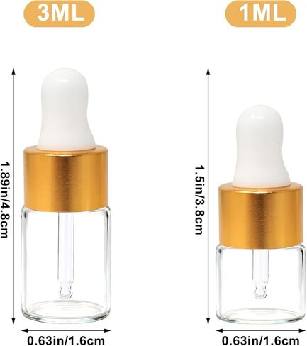 20PCS Small Dropper Bottle 3ml Mini Glass Dropper Bottles Clear Travel Mini Makeup Containers for Essential Oils, Liquid Samples and Skincare Serums in Saudi Arabia