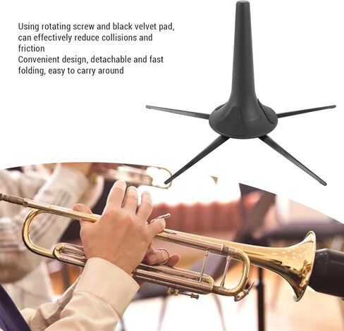 حامل بوق Estink، حامل فلوت معدني، حامل معدني قابل للطي بتصميم 5 أرجل، محمول للأبواق والمزامير للموسيقيين in Kuwait