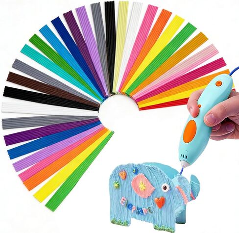 32 Colors 320 Pcs 3D Doodler Pen Filament Refills for 3Doodler Start+ Only - Low-Temp PCL 2.5mm 3doodler Refill Packs, 26 Rainbow + 6 Glow in the Dark, Each 10pcs, Includes 3D Pen Drawing Book in Saudi Arabia