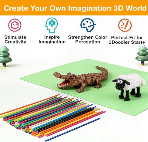 32 Colors 320 Pcs 3D Doodler Pen Filament Refills for 3Doodler Start+ Only - Low-Temp PCL 2.5mm 3doodler Refill Packs, 26 Rainbow + 6 Glow in the Dark, Each 10pcs, Includes 3D Pen Drawing Book in Saudi Arabia