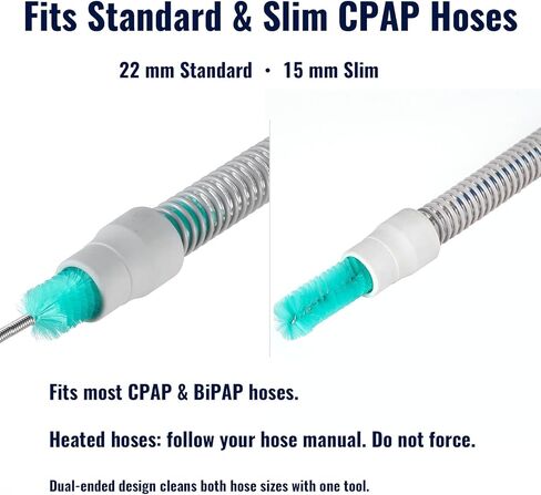 فرشاة تنظيف خرطوم CPAP - فرشاة خرطوم CPAP مزدوجة الأطراف مقاس 78.7 بوصة لأنابيب 15 مم و22 مم، فرشاة تنظيف أنبوب CPAP مع فرش تفصيلية وحقيبة تخزين شبكية in Kuwait