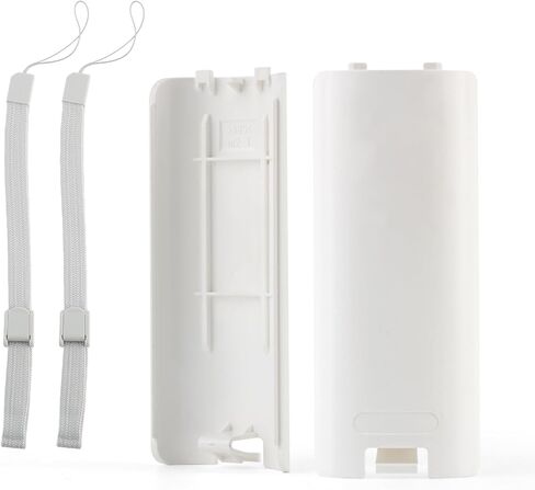 2Pack Battery Back Door Cover Case for Nintendo Wii/Wii U Back Cover Shell Replacement Rear Battery Housing Door for Nintendo Wii Remote Controlle with Wrist Strap(White) in Saudi Arabia