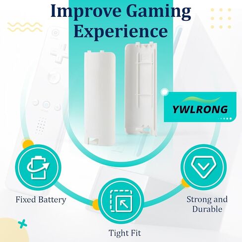2Pack Battery Back Door Cover Case for Nintendo Wii/Wii U Back Cover Shell Replacement Rear Battery Housing Door for Nintendo Wii Remote Controlle with Wrist Strap(White) in Saudi Arabia
