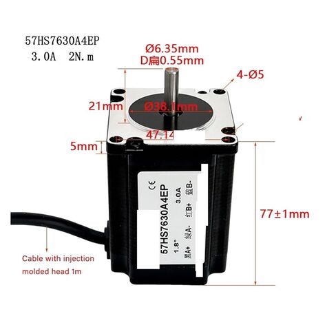 Stepper Motor NEMA23 2-Phase 4 Wire fuselage Length 76mm 1.8Nm .8Degree 3A Shaft 6.35mm Single/Double 57HS7630A4EP/B4EP in Saudi Arabia