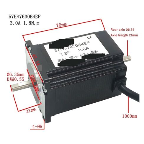 Stepper Motor NEMA23 2-Phase 4 Wire fuselage Length 76mm 1.8Nm .8Degree 3A Shaft 6.35mm Single/Double 57HS7630A4EP/B4EP in Saudi Arabia