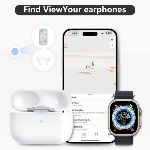 علبة شحن لاسلكية بديلة لعلبة شاحن AirPod Pro تدعم اقتران المزامنة اللاسلكية - علبة شحن الجيل الأول والثاني من AirPod Pro فقط - أسود in Kuwait